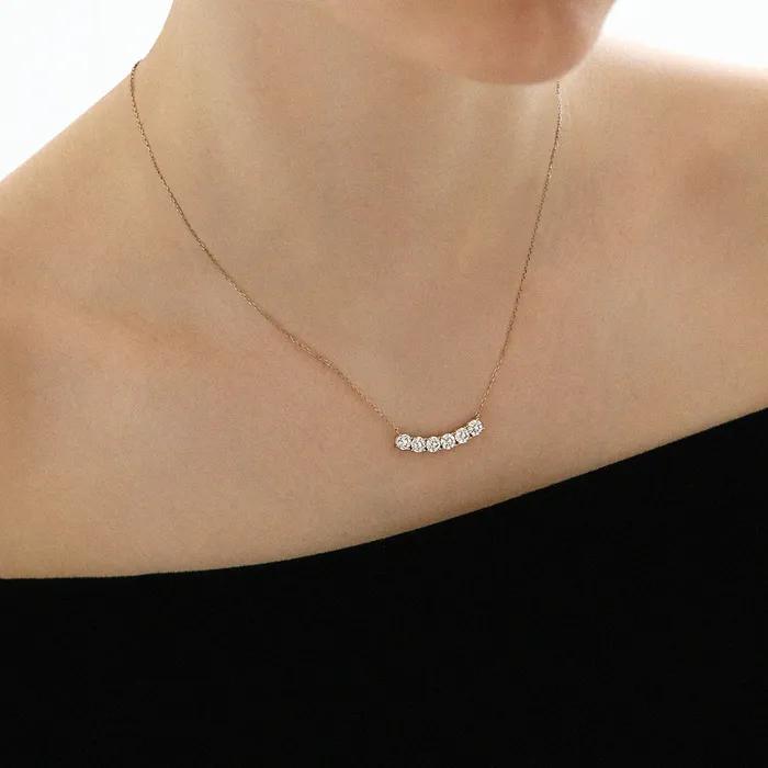 [14K/Lab Diamond] Bright Round Necklace (0.3ct)