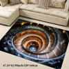 Flannel Printed Spiral Staircase Rug 3D Art Design Soft Fleece Floor Mat Living Room Carpet Modern Decor Illusion Rugs