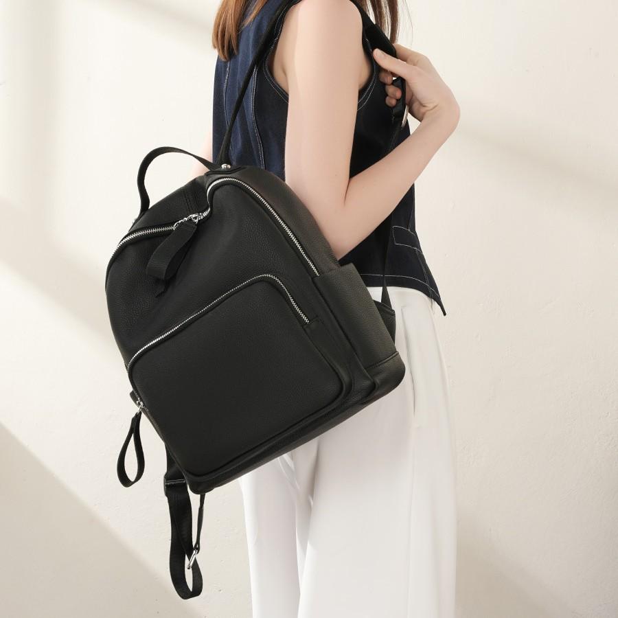 New model top-layer cowhide large-capacity laptop backpack, casual school bag, travel bag, commuter bag for women