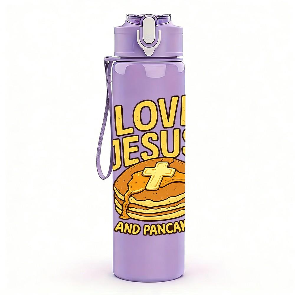 1PC I Love Jesus Faith Quote 750ml Color Plastic Sports Water Bottle Leakproof Flip Straw Lid Suitable for Sports Office Home Use