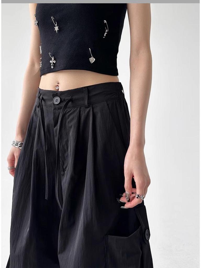 Женские брюки карго парашюты в американском ретро стиле 2025 - быстросохнущие, с высокой посадкой, свободного кроя