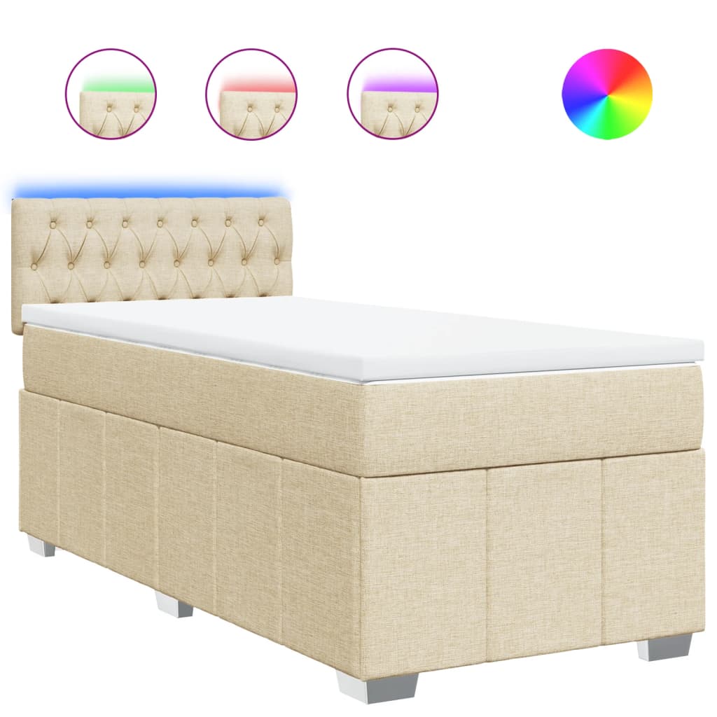 Box Spring Bed with Mattress Cream 80 x 200 cm Fabric