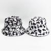 Cow Reversible Black White Cow Panda Zebra Pattern Bucket Hats Fisherman Caps for Women Summer Double Side Bonnet Hat for Women
