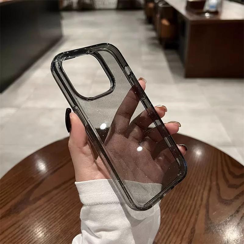 Блестящий прозрачный чехол для Iphone 17 Air 17E 16 16E 15 14 Plus 13 Pro Max 12 11 X Xs Max Xr 8 Se 2022 2020 Милый прозрачный чехол с блестками для телефона Аксессуары