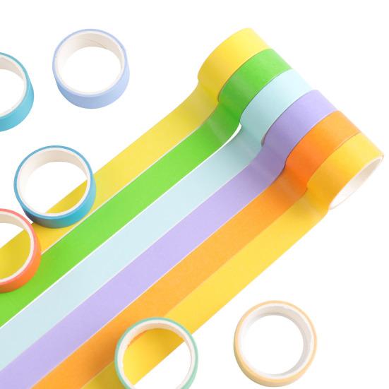 48 Rolls Washi Tapes Rainbow Colors Decorative Tapes 15mm Wide Colored Masking Tape for Journal Book Planner Scrapbooking DIY Arts Crafts