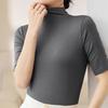 Summer Tops Turtleneck Solid Color Half Sleeve Slim Fit Smooth Wear