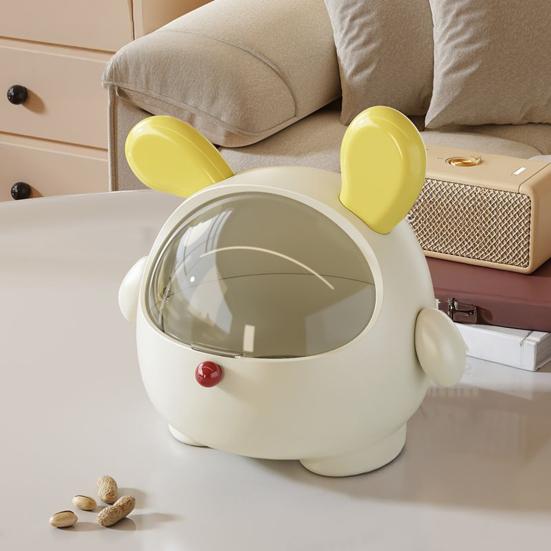Desktop Storage Box Trash Can with Transparent Lid Large Capacity Cartoon Shape Cute Multi-Function Garbage Can