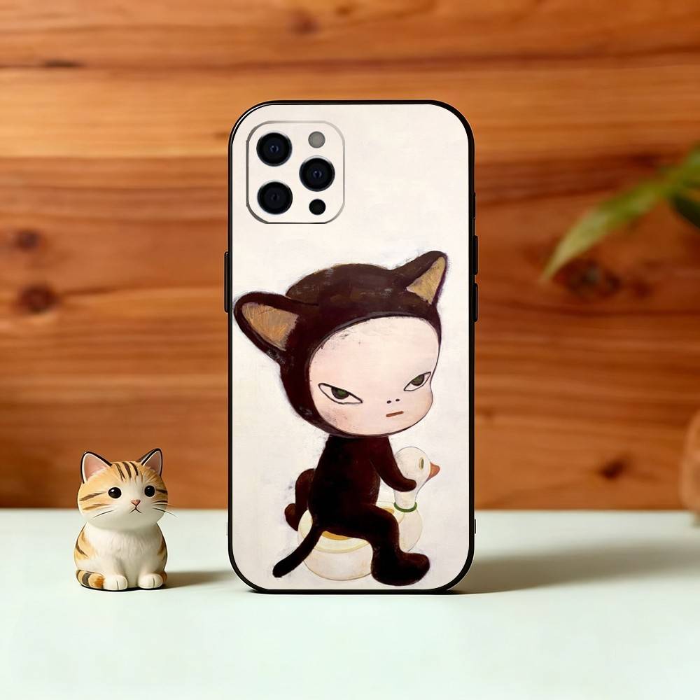Искусство Японии Y-Yoshitomo Nara Чехол для телефона Для iPhone 17, 16, 15, 14, 13, 12, 11 Plus, Pro Max, Другие Мягкий Черный Чехол