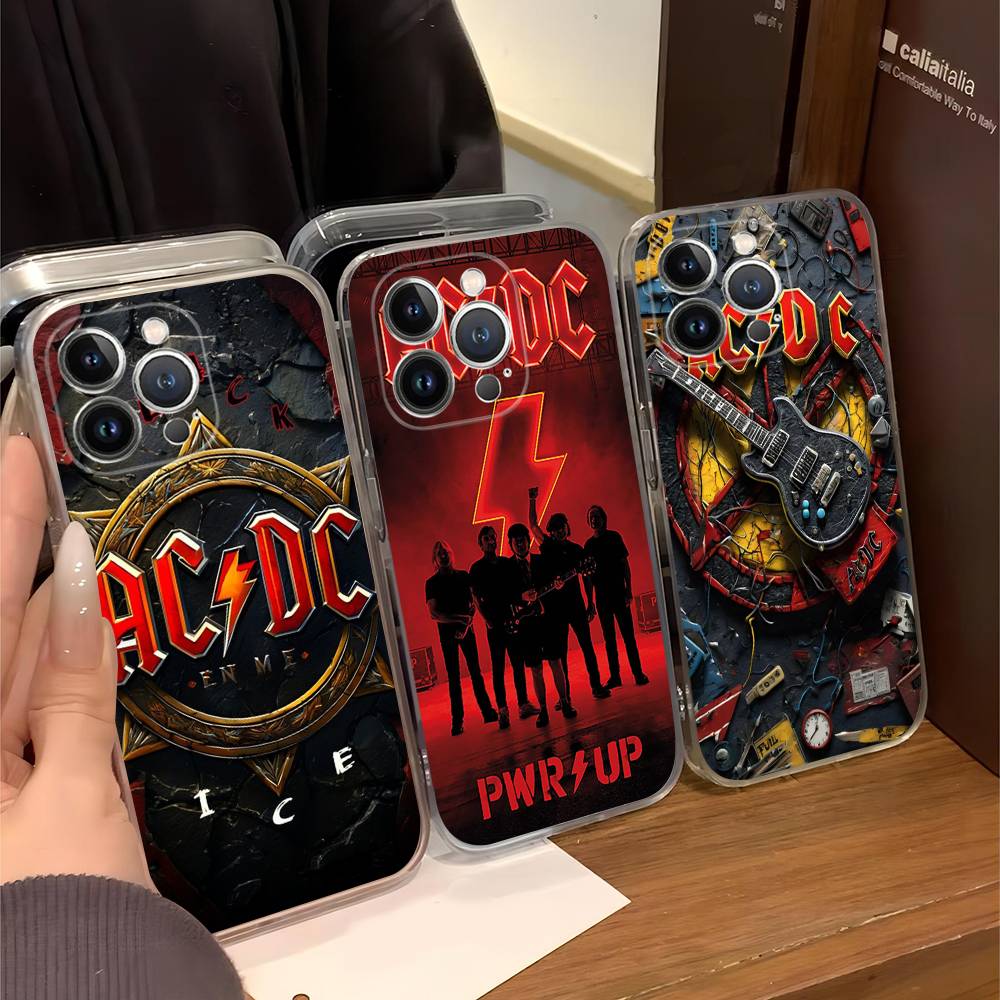 AC Back In Black DC Прозрачный ТПУ чехол для телефона для iPhone 17 11 12 13 14 15 16 Pro Max 16 Plus
