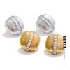High Quality Zirconia Square Striped Stud Earrings 16K Golden Plated Stainless Steel Delicate Daily Jewelry 2025