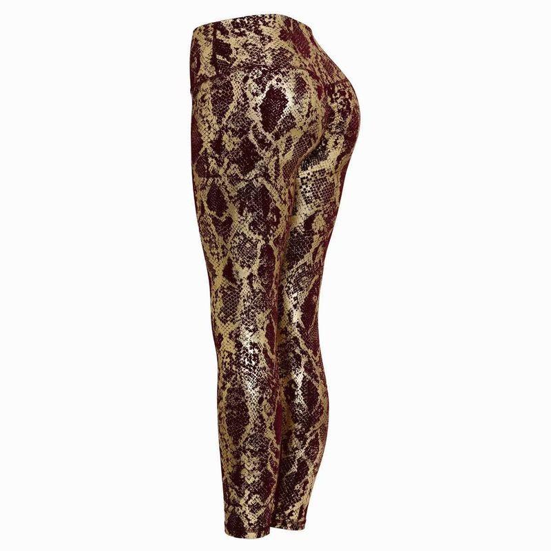 Tight Elastic Bronzing Yoga Pants Fashion Wind Cross-Border Snake Pattern Peach Hip Fitness Pants High Waist Slimming Sports Pants