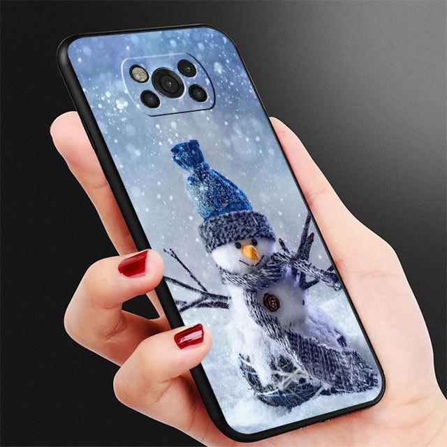 Черный чехол из ТПУ для Samsung Galaxy M31 M12 M32 5g M22 M51 M33 M52 M23 M13 M30s M01 M53 M62 M11 с Рождеством Снеговик Капа