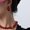 Ancola 2024 Red Retro Oval Pearl Earrings - Autumn & Winter Collection