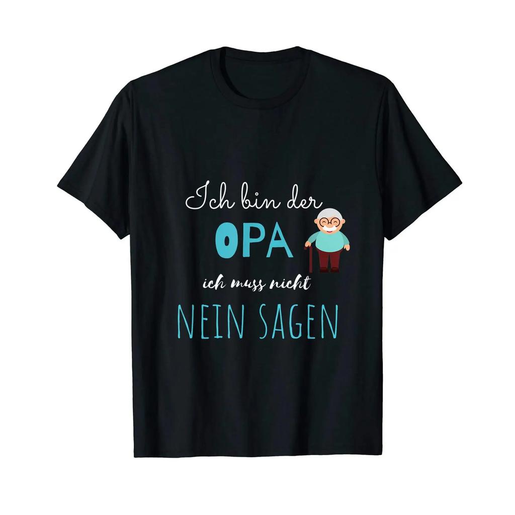 T Shirt with German Text quot Ich muss nicht nein sagt bin der Grandpa Language vintage Washed Top For Everyday Wear streetwear
