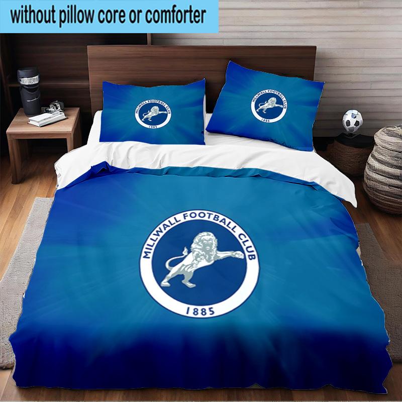 Millwall Fc Crest Design 3PCS Print Bedding Set, Includes A Duvet Cover and Two Pillowcases for Bedroom, Dormitory, Suitable for All Seasons