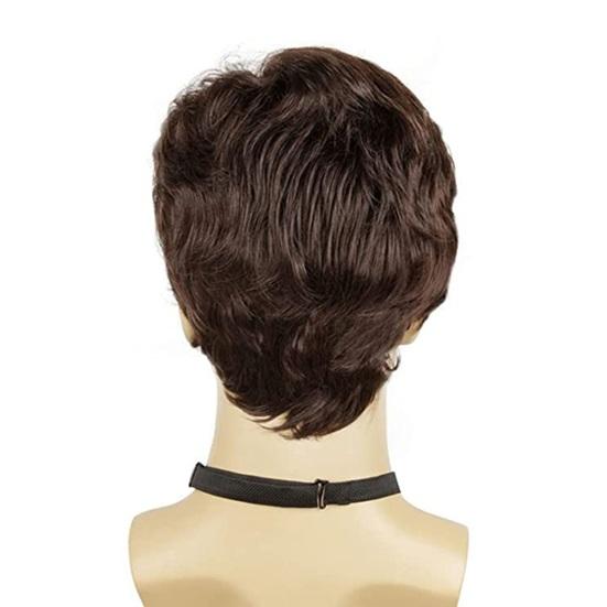 Men Short Curly Wig with Bangs Fluffy Natural Looking High Temperature Fiber Male Wavy Black Brown Synthetic Hair
