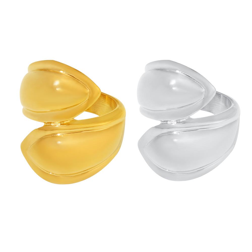 Geometric Asymmetric Ring Personalized Retro Design 18K Gold Plated Titanium Steel Jewelry