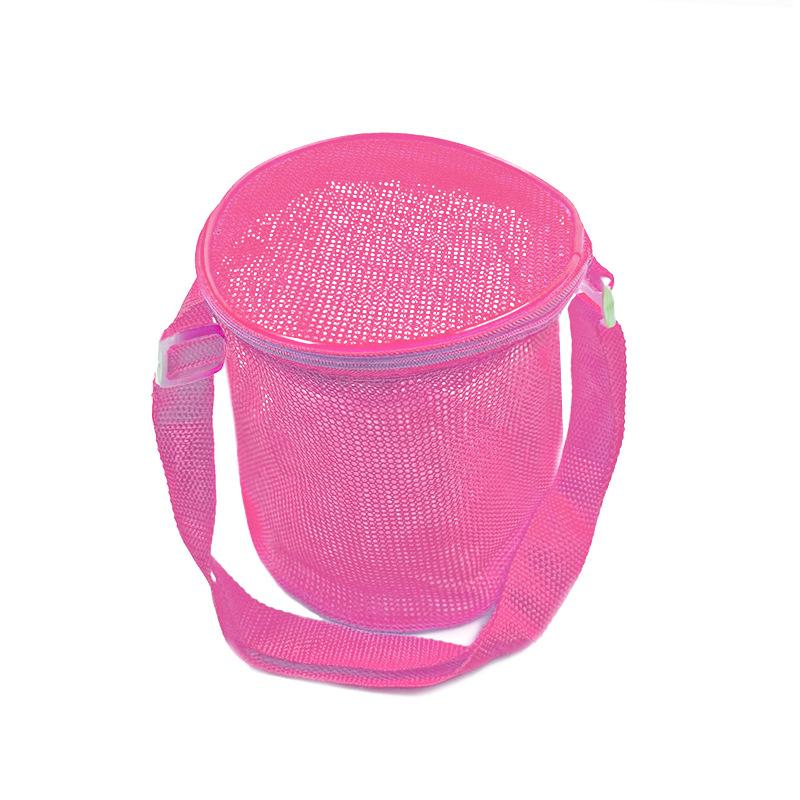 Пляжная сумка-сетка для игрушек, сумка для сбора ракушек, цилиндрические сумки с регулируемыми ремнями для переноски и молнией для детей, мальчиков и девочек