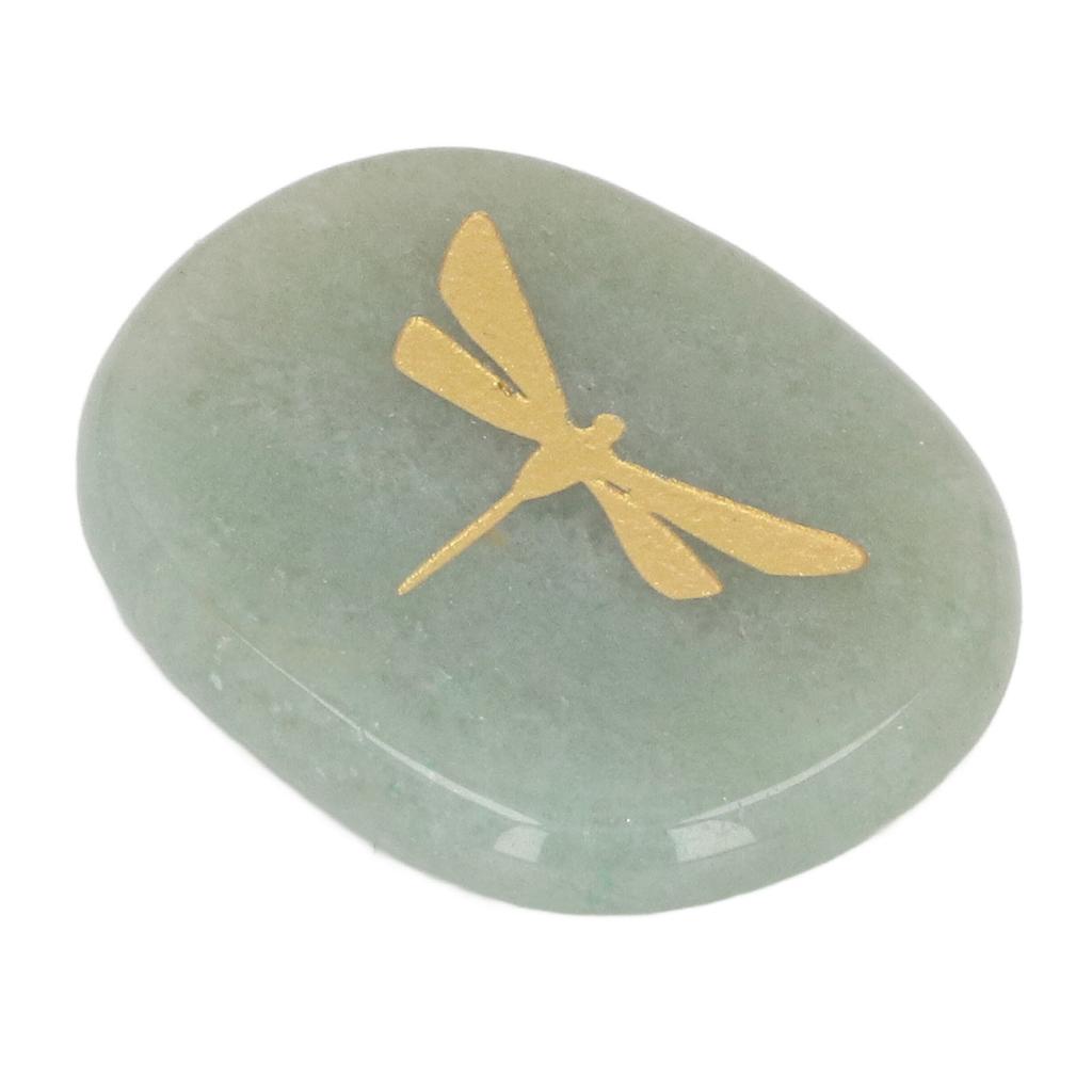 Thumb Worry Stone Nature Crystal Gold Dragonfly Surface Carving Relaxing and Soothing Balance Stone Type 2