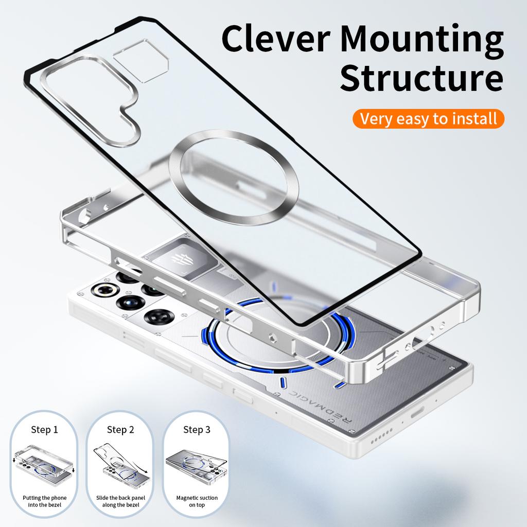 Push Up Detachable Case For ZTE Nubia RedMagic 11s Pro/11s Pro+ Plus Magnetic Translucent Removable Backboard Metal Frame Cover