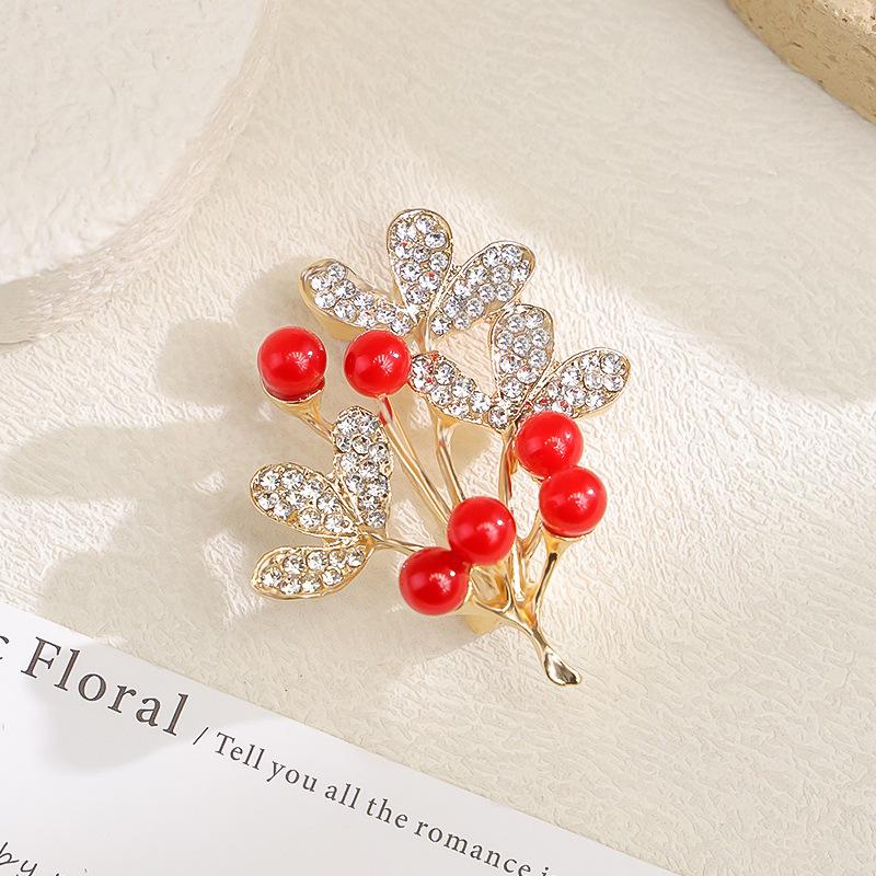 New Fortune Tree Red Prosperity Brooch Women's Design Pin Suit Coat with Premium Accessories