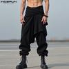 Autumn Men Casual Elastic Waist Ruffled Irregular Corduroy Harem Pants Trousers
