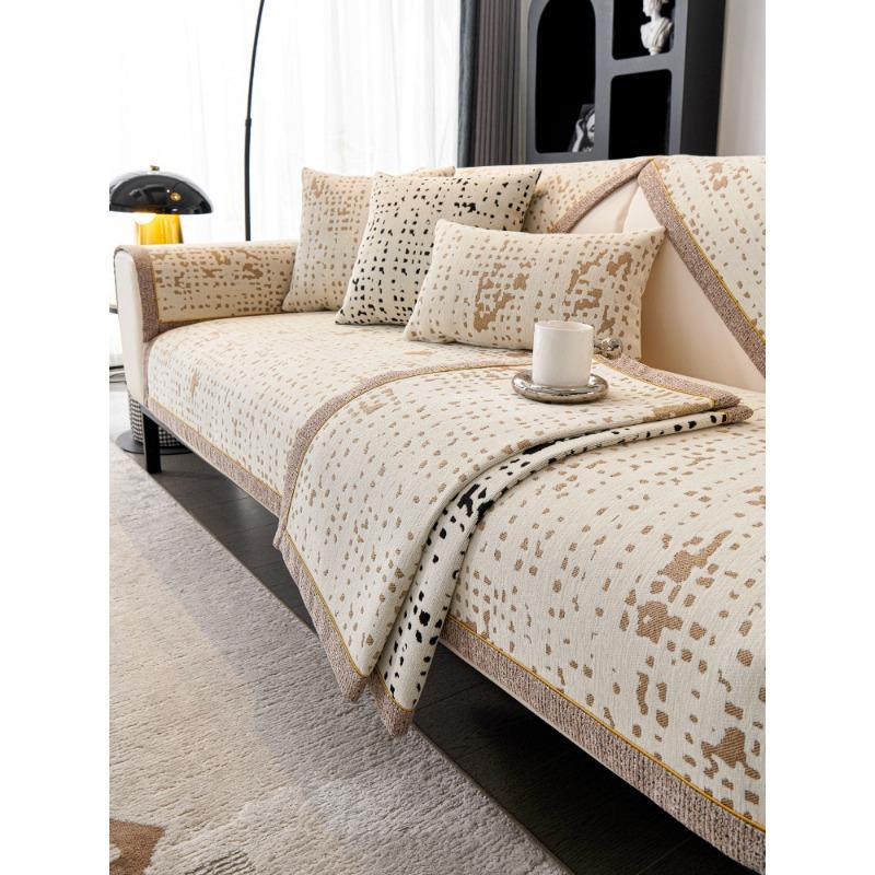 Легкая роскошная диванная подушка из синели, универсальные нескользящие подушки для сидений на четыре сезона, кожаный чехол для дивана, полностью покрытая тканью