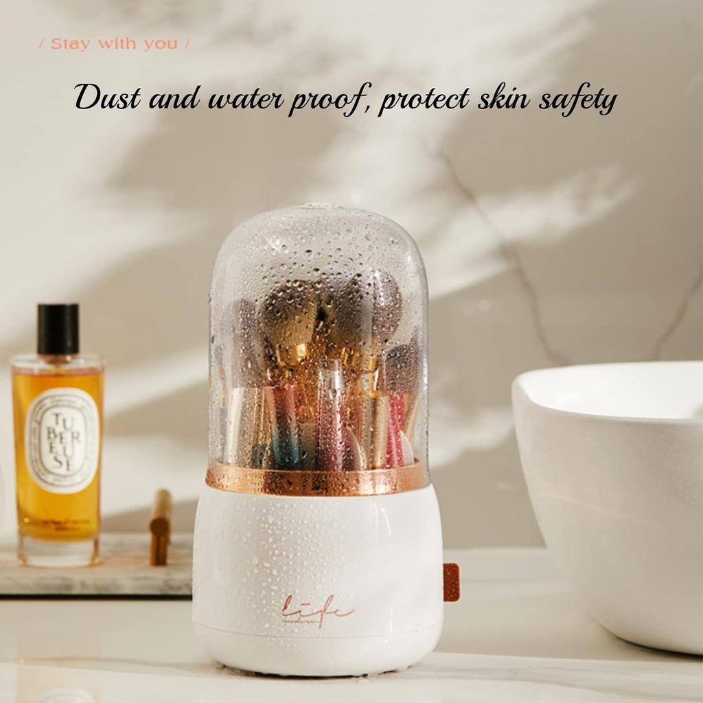 Makeup Organizer and Storage Cosmetic Brush Holder Bucket Rotatable Multigrid Partition Waterproof and Dustproof Makeup Storage Box Dressing Table
