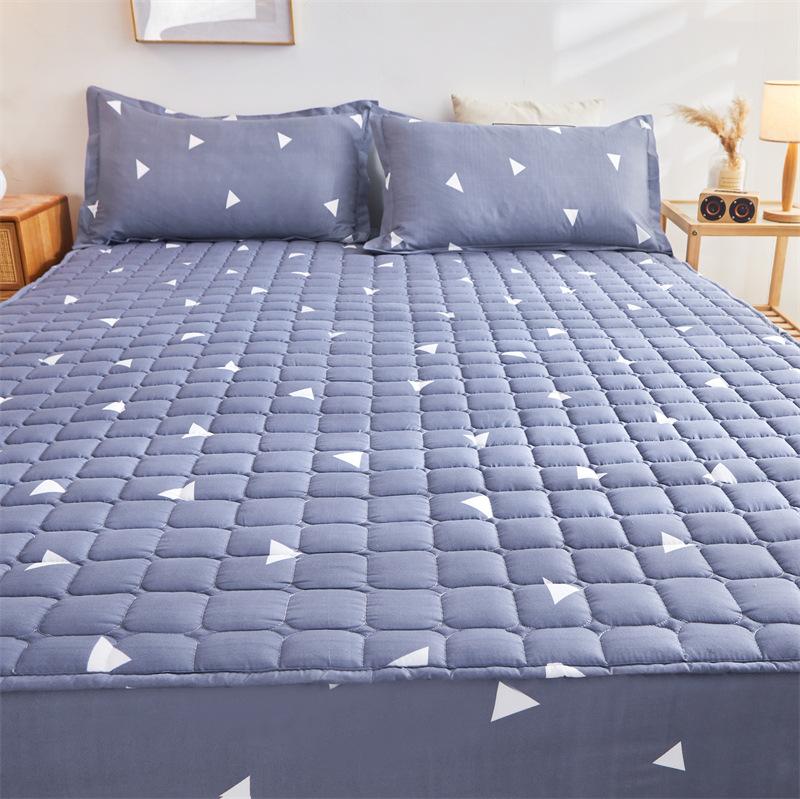 Thicken Quilted Bedspread Elastic Sheets Cotton Soft Bedding Sheet Mattress Cover Non-slip Sheet Dust Cover Fitted Sheet Mattress Topper