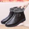 Women's Plush Snow Shoes Fur Lined Flats Woman Mom Grandma Waterproof Winter Boots Female Short Plush Shoes