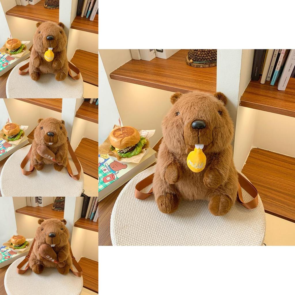 Marmota Plush Backpack With Zipper Closure For Kids And Teens Daily Use