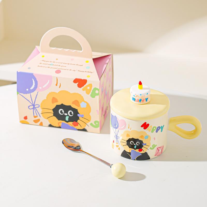 Милая мультяшная кошка керамическая кружка пара чашка для воды подарочная коробка высокой ценности сувенир подарок на день рождения чашка для завтрака