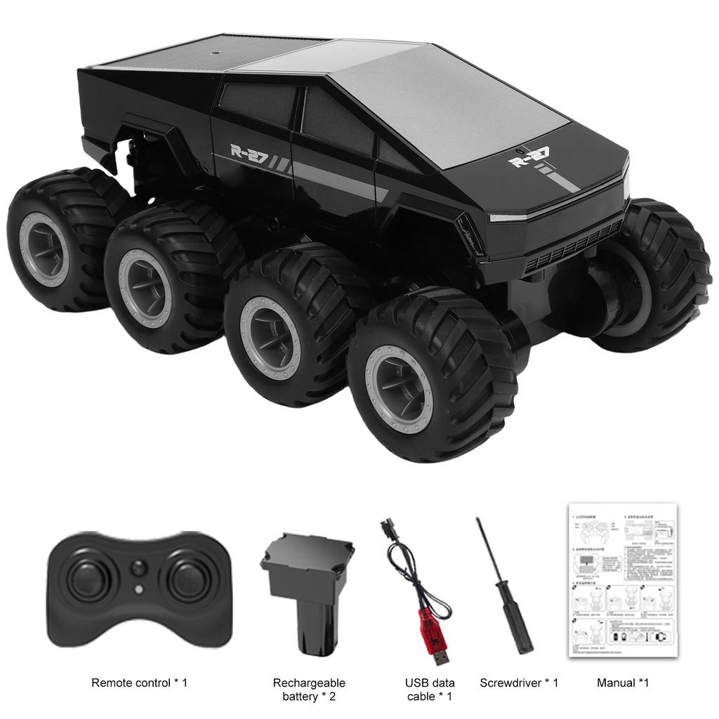 2.4G RC Truck, Remote Control Car for Kids, Water and Land All Terrain Toy, 360 Degrees Rotating 8WD Off Road Vehicle,