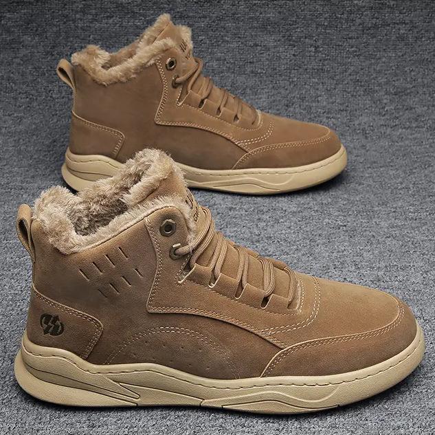 High-top Men's Shoes Winter 2024 New Velvet Thickened Warm Cotton Shoes Sports Leisure Work Non-slip Board Shoes Tide Shoes