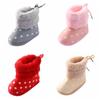 Infant Baby Girl Boy Soft Sole Cotton Shoes Polka Dot Plus Velvet Snow Boots Toddler First Walking Shoes