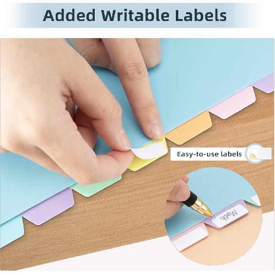 3 Ring Binder Dividers with TAB, Durable Write & Erase, 8-Tab Plastic Dividers for 8.5 x 11'' Letter Size Papers, Ideal for Student, Teacher, Macaron