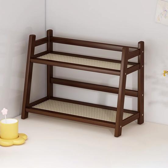 Бамбуковая двухслойная стойка, двухъярусный настольный органайзер, высокая устойчивость, прочная несущая кухонная стойка, держатель для стаканов