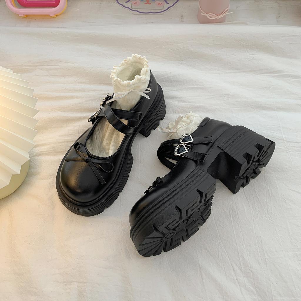 Черные французские британские туфли на платформе и толстом каблуке из маленькой кожи женские 2025 новая летняя юбка Мэри Джейн одинарные туфли