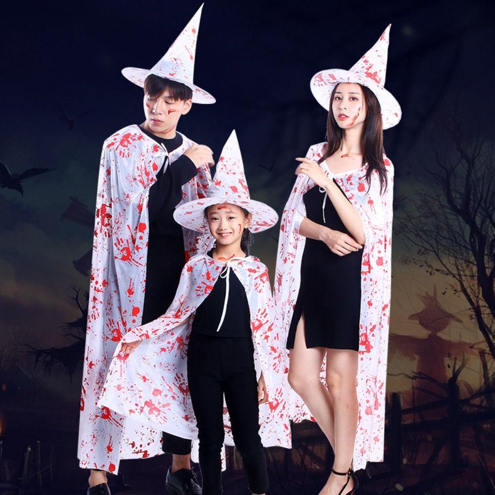 Страшные костюмы на Хэллоуин Плащ Детская Взрослая Одежда, Набор Шляп Плащ с Кровью на Хэллоуин Карнавал