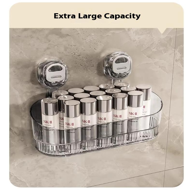 Стеллаж для хранения на присосках, прозрачный золотой, без перфорации, полка-сушилка для ванной комнаты, настенный органайзер