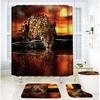 Bathroom Shower Curtain Four-Piece Digital Printing African Animal Waterproof Shower Curtain Shower Curtain Partition Curtain Bath Mat