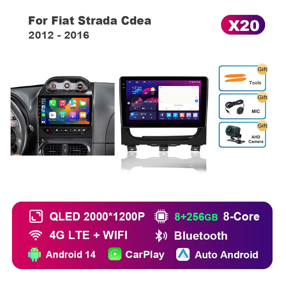 for Fiat Strada Cdea 2012 - 2016 Car Radio Multimedia Player Android 14 Intelligent System BT 4G DSP Stereo WiFi Auto Tools