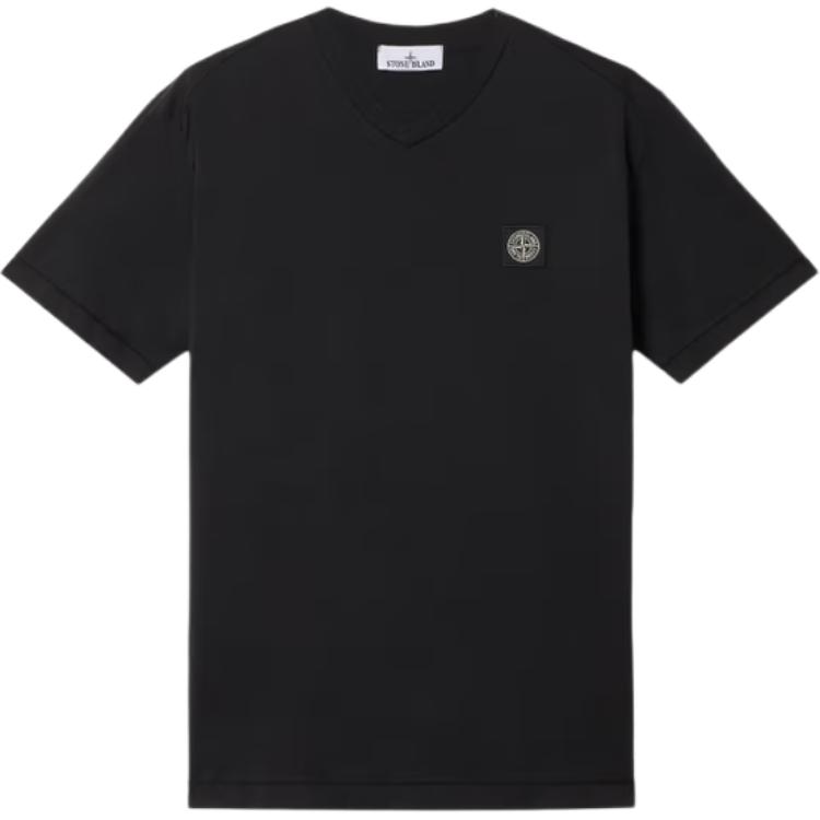 STONE ISLAND Мужская футболка с V-образным вырезом 25SS, облегающая, черная K1S152100001S0013-V0029