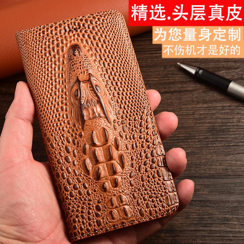 Чехол-книжка из натуральной кожи с изображением головы крокодила для Apple iPhone 12 серии