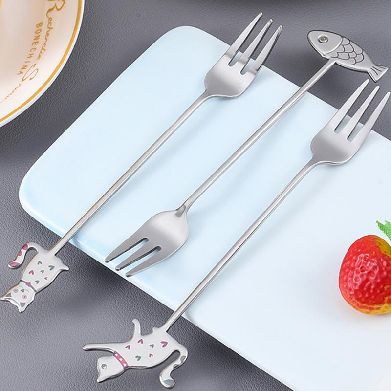Cute Paintings Cat 304 Stainless Steel Spoon Hollow For Coffee Tea Dessert Spoon Kitchen Tableware Gifts For Students Children