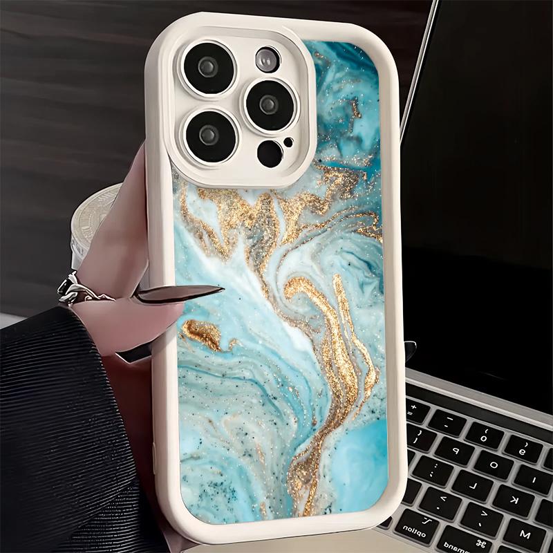 Чехол для телефона iPhone 17 Air 16E 15 16 Pro Max Золотой Гранитный Мраморный Рисунок Чехол 14 Plus 13 12 Mini Мягкий Силиконовый Fundas