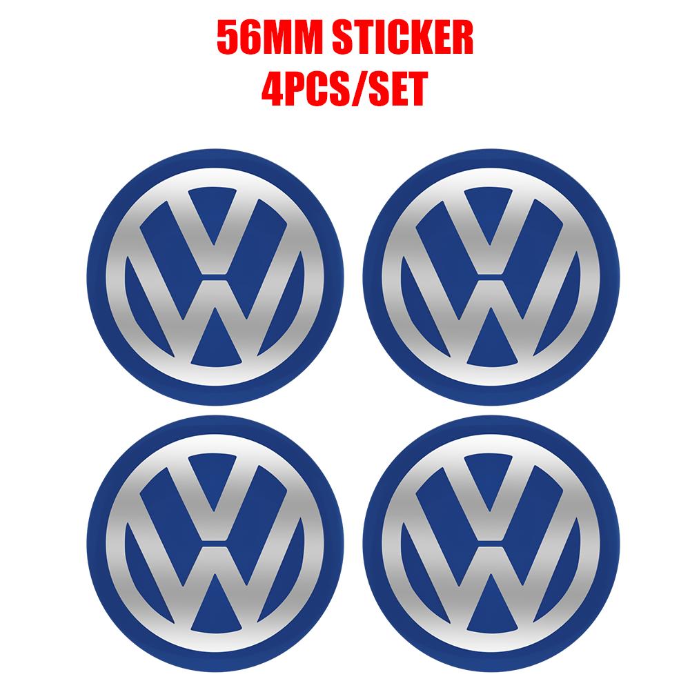 For VW 4PCS Car Wheel Center Hub Caps Sticker 56/60/65mm Badge for Volkswagen VW R GTI Passat Polo Golf 4 5 6 7 Bora MK7 Beetle Tiguan zs3