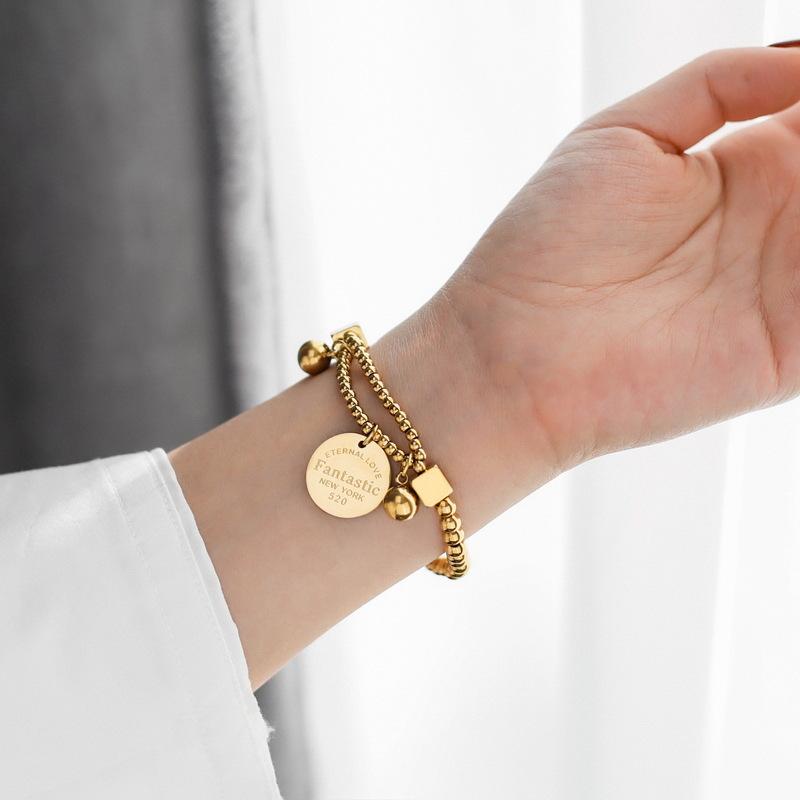 Нержавеющая сталь 316L с буквенным геометрическим круглым браслетом, индивидуальный женский браслет в стиле хип-хоп, вечерние ювелирные изделия, подарок