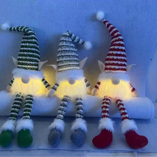 Светящийся Рождественский Гном Ручной Работы Плюшевый Скандинавский Шведский Томте Светящийся Санта Эльф Игрушка для Зимнего Настольного Декора Многоярусного Подноса Внутренний Рождественский Декор