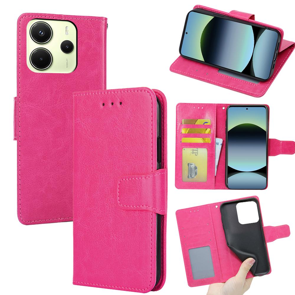 Для Xiaomi Redmi Note 14 4G (163,25 мм) Чехол-кошелек из ПУ кожи+ТПУ, складная подставка, чехол для телефона